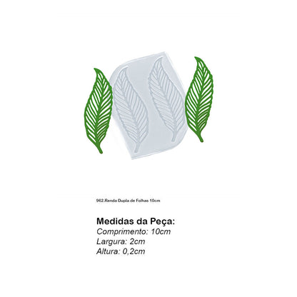 Molde de  Silicone 962 - Renda Dupla de Folhas 10cm