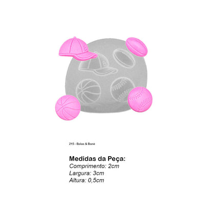 Molde de  Silicone 215 - Bolas & Boné