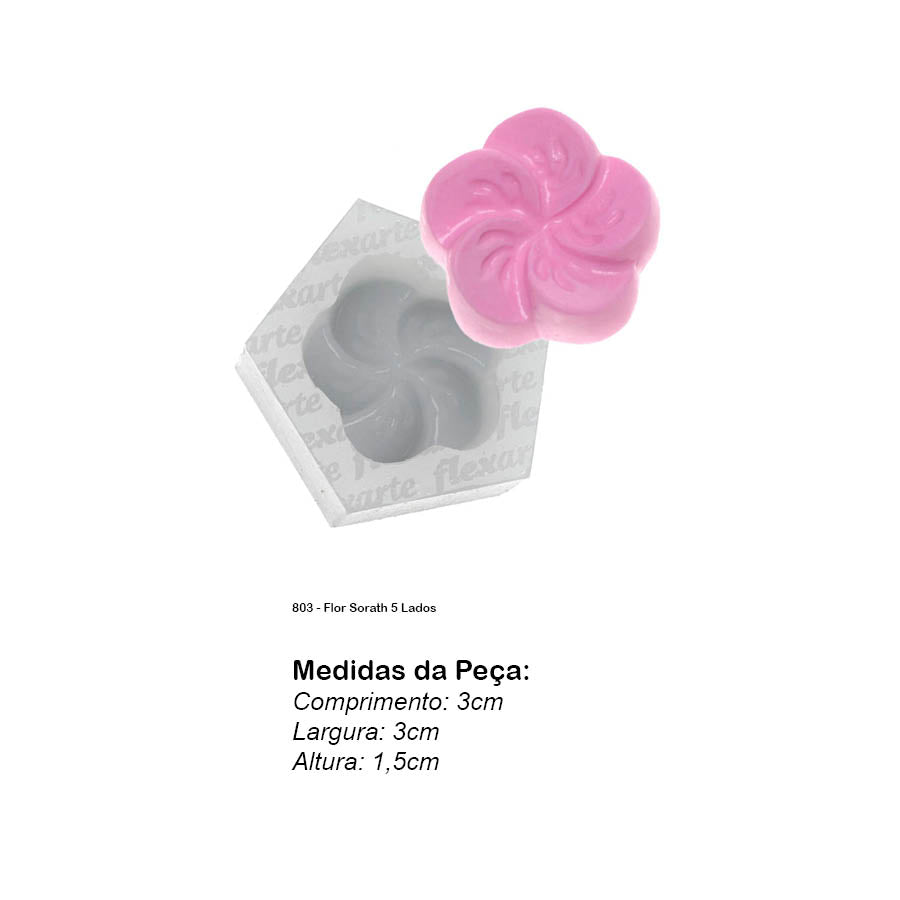 Molde de  Silicone 803 - Flor Sorath 5 Lados