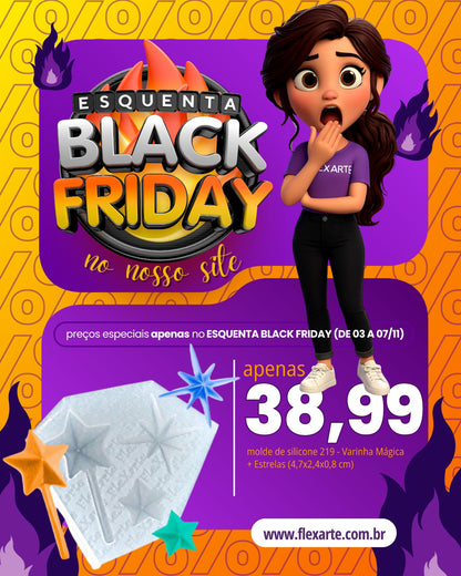 Molde de  Silicone 219 - Varinha + Estrelas - BLACK FRIDAY