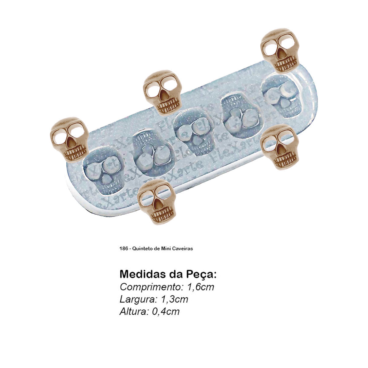 Molde de  Silicone 186 - Quinteto de Mini Caveiras