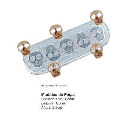 Molde de  Silicone 186 - Quinteto de Mini Caveiras