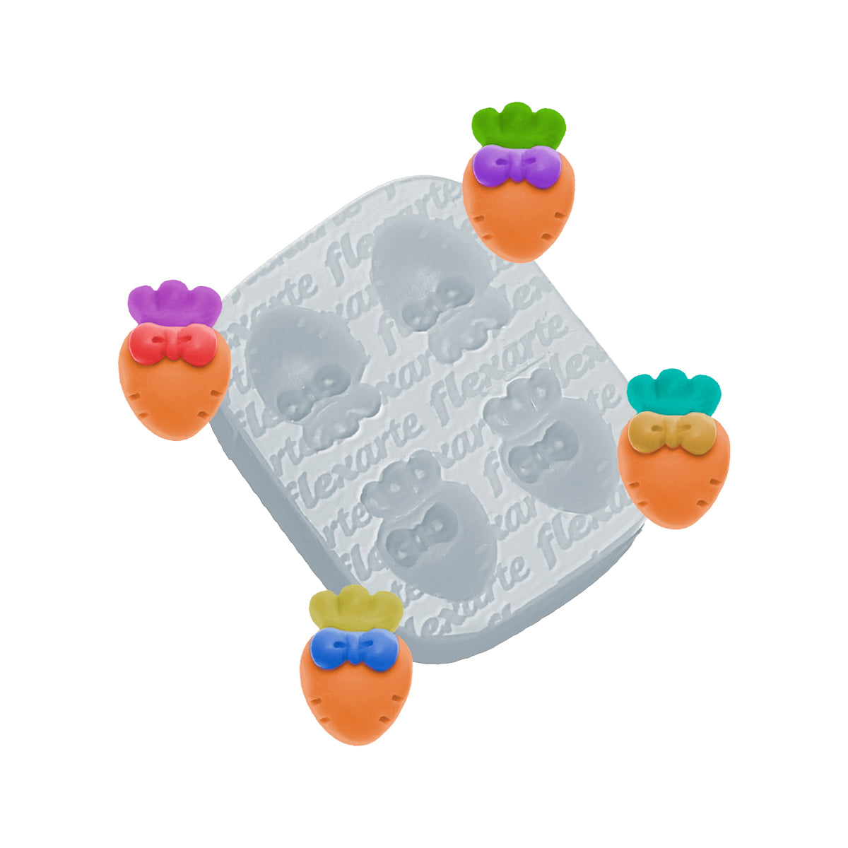 Molde de  Silicone 994 - Quarteto de Cenouras Peq. c/ Laço 2cm