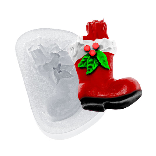 Molde de  Silicone 124 - Bota Natalina com Detalhes