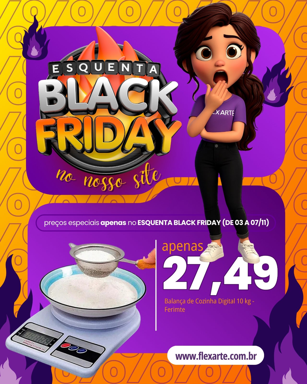 Balança de Cozinha Digital 10kg - Ferimte - BLACK FRIDAY