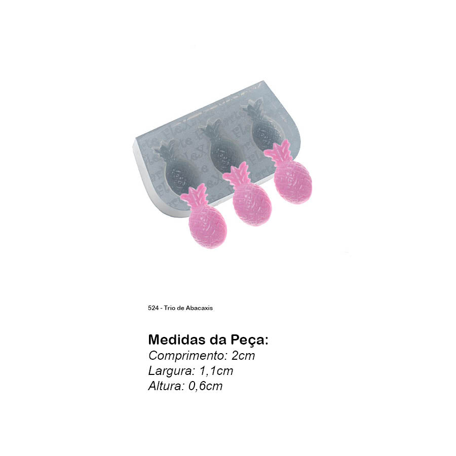 Molde de  Silicone 524 - Trio de Abacaxis