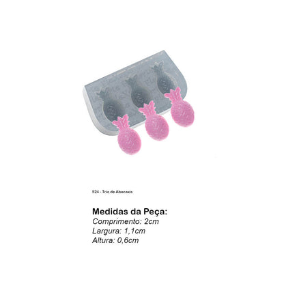 Molde de  Silicone 524 - Trio de Abacaxis