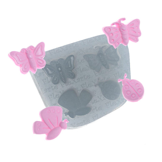 Molde de  Silicone 140 - Borboletas + Joaninha
