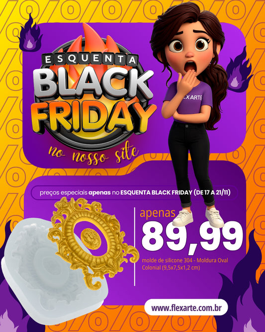 Molde de  Silicone 304 - Moldura Oval Colonial  BLACK FRIDAY