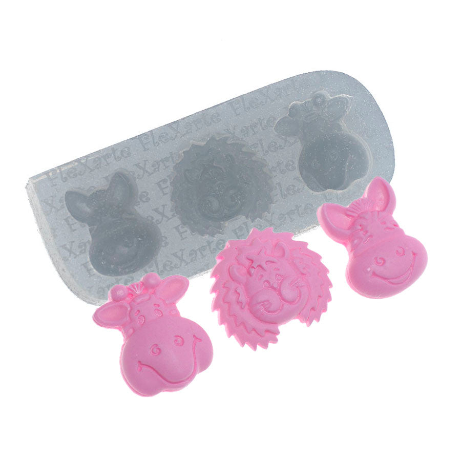 Molde de  Silicone 086 - Safari Vaquinha + Leão