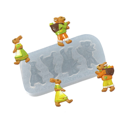 Molde de  Silicone 022 - Quarteto de Coelhinhos do Campo