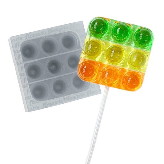 Molde de  Silicone 689 - Pirulito Fidget 6cm Quadrado