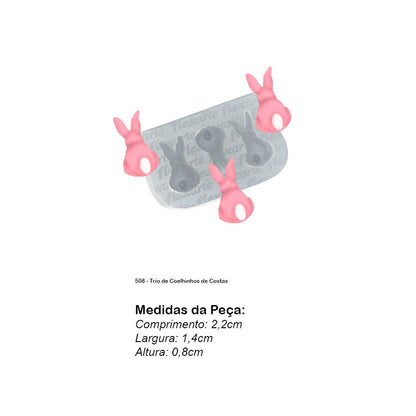Molde de  Silicone 508 - Trio de Coelhinhos de Costas