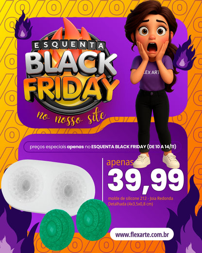 Molde de  Silicone 212 - Jóia Redonda Detalhada BLACK FRIDAY
