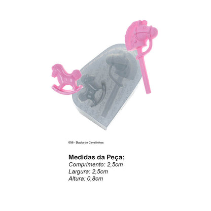 Molde de  Silicone 056 - Dupla de Cavalinhos