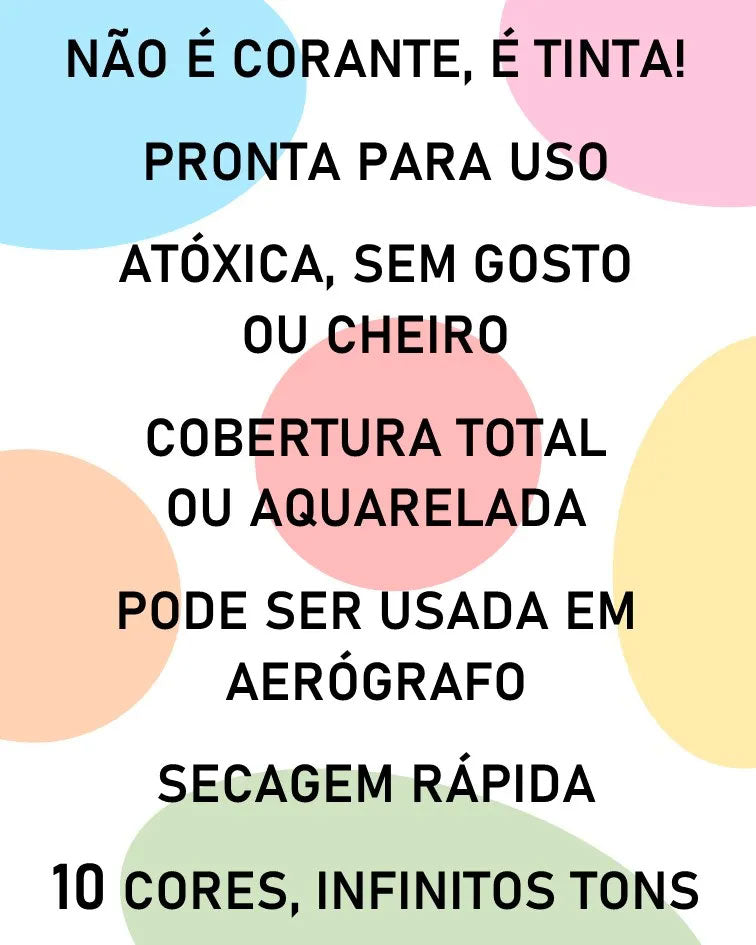 Kit Ink Sugar - KIT 8 Cores (Amarelo, Marrom, Roxa, Branca, Azul, Verde, Laranja, Rosa) - 15ml
