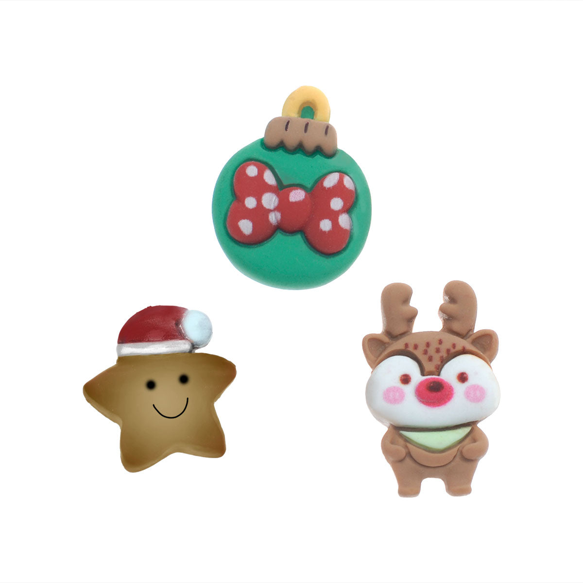 Molde de  Silicone 986 - Natal 1 - Rena + Bolinha + Estrela de Toca