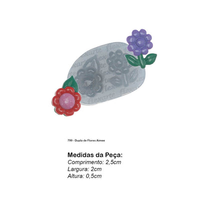 Molde de  Silicone 799 - Dupla de Flores Aimee