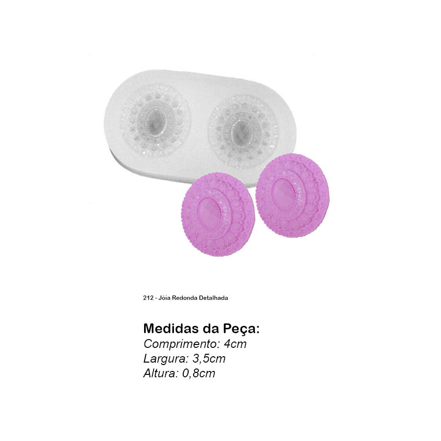 Molde de  Silicone 212 - Jóia Redonda Detalhada BLACK FRIDAY