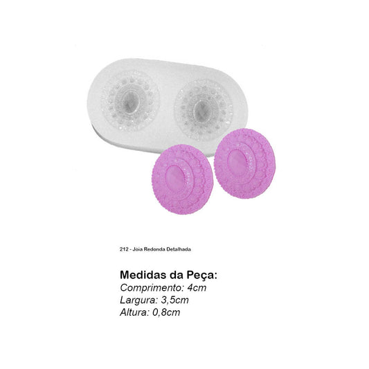 Molde de  Silicone 212 - Jóia Redonda Detalhada BLACK FRIDAY