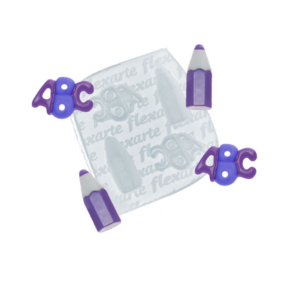 Molde de  Silicone 966 - Kit Professor 3 - Lápis + Letras ABC
