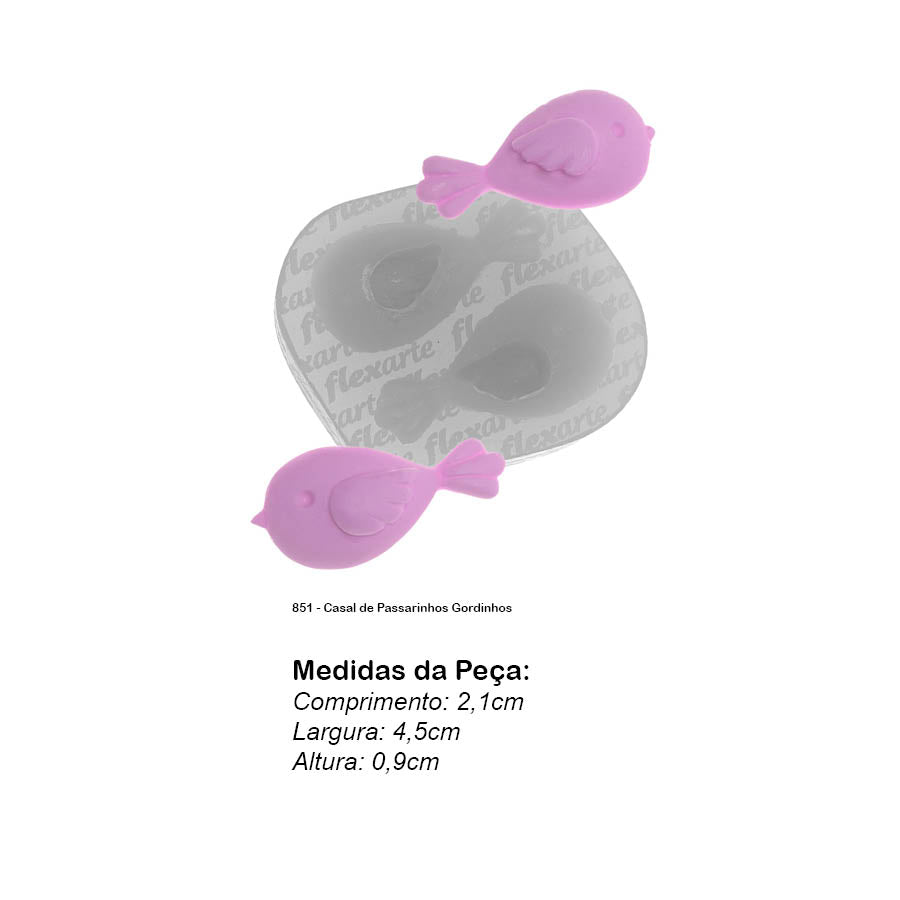 Molde de  Silicone 851 - Casal de Passarinhos Gordinhos