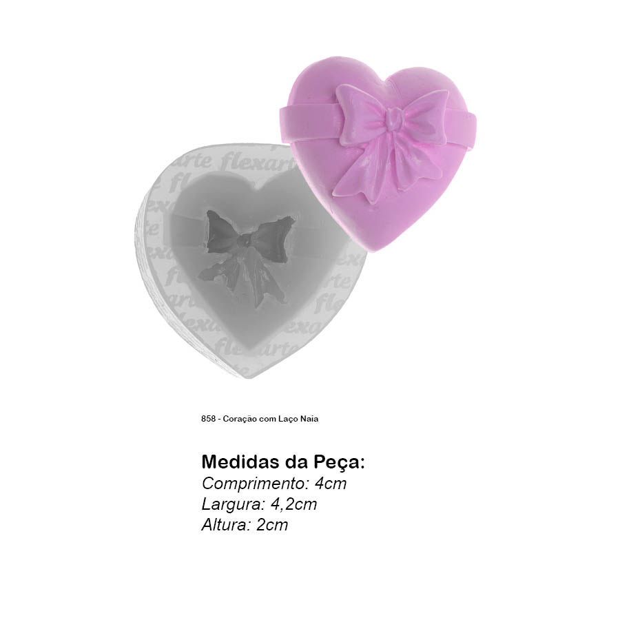 Molde de  Silicone 858 - Coração com Laço Naia