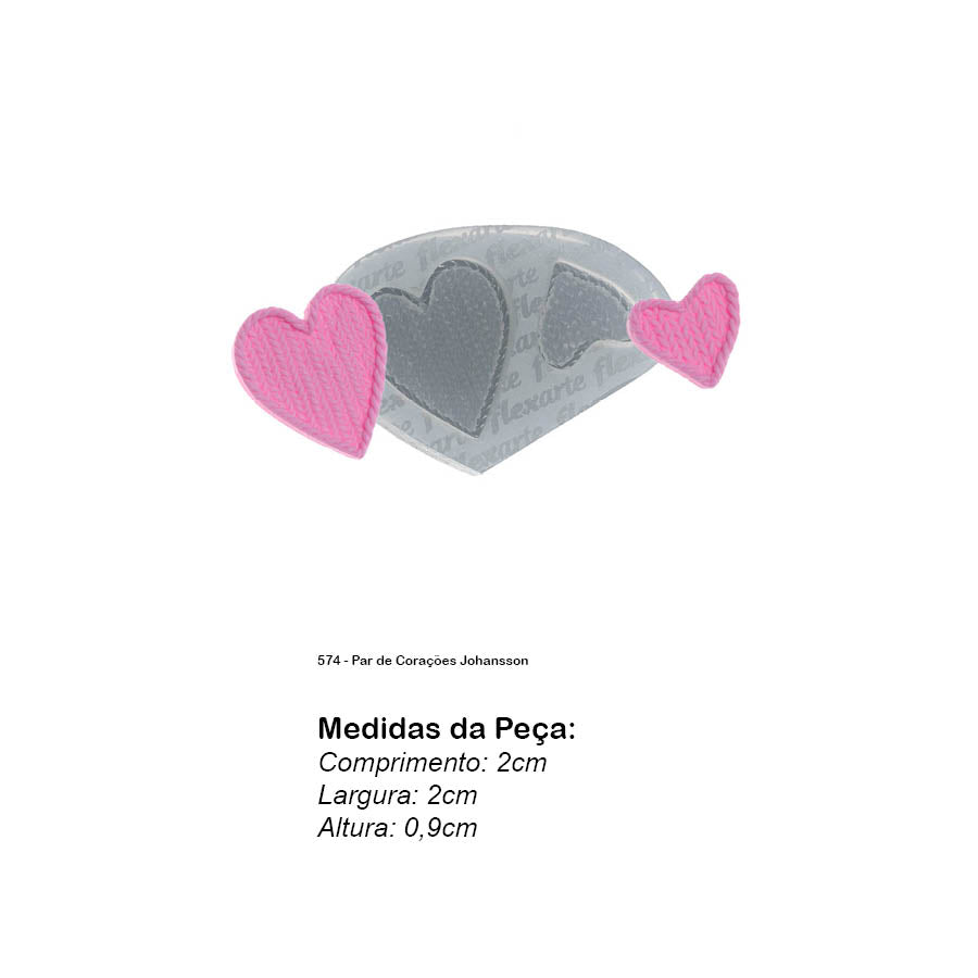 Molde de  Silicone 574 - Par de Corações Johansson