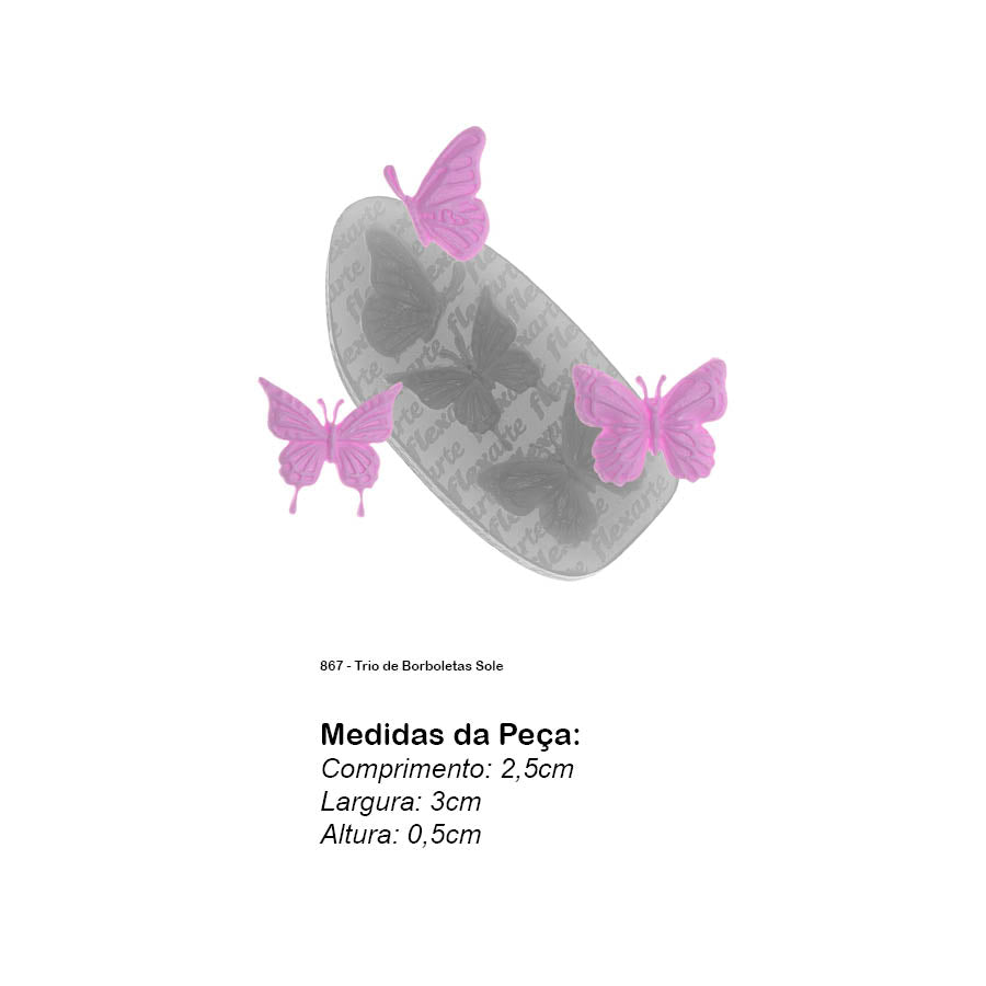 Molde de  Silicone 867 - Trio de Borboletas Sole