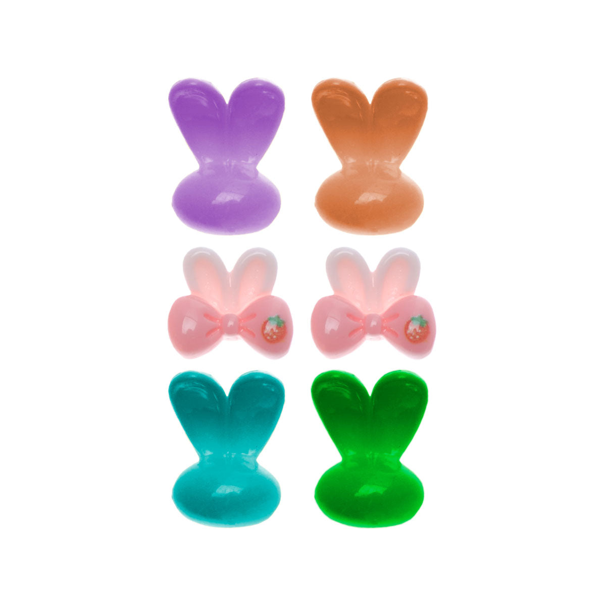 Molde de  Silicone 421 - Quarteto de Cabecinhas de Coelho + Mini Laços c/ Orelha