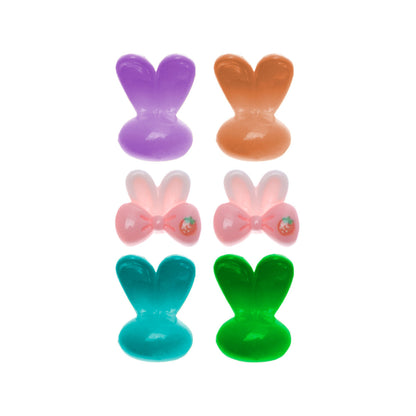 Molde de  Silicone 421 - Quarteto de Cabecinhas de Coelho + Mini Laços c/ Orelha