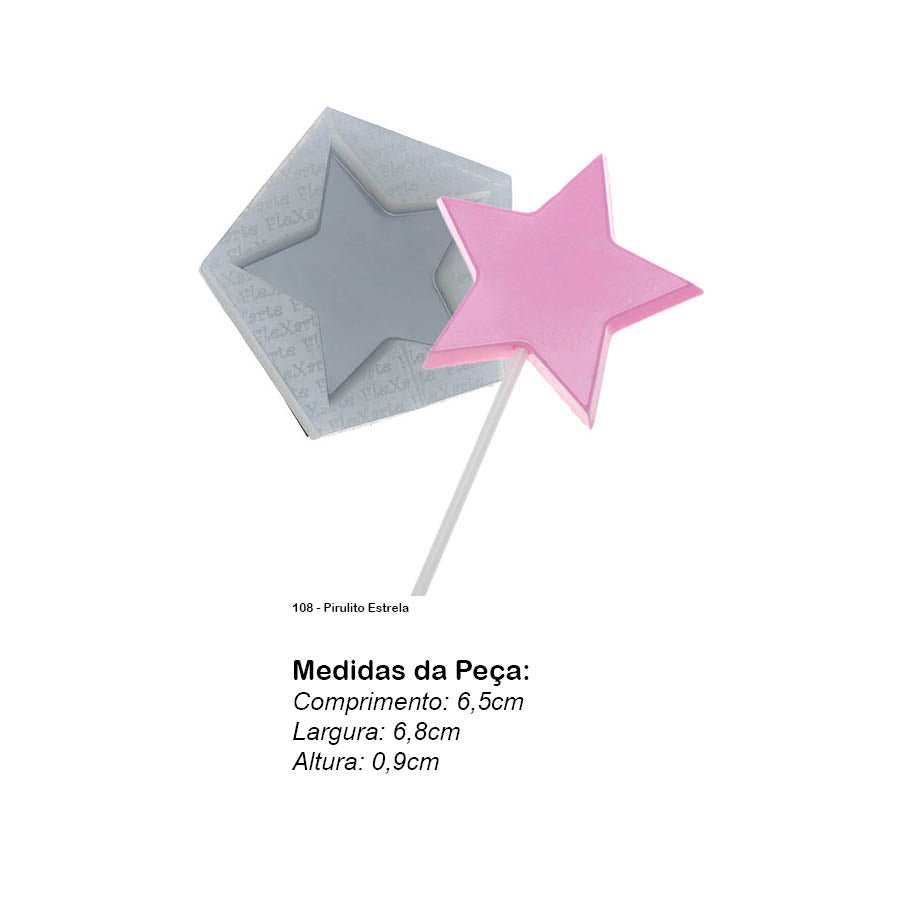 Molde de  Silicone 108 - Pirulito Estrela