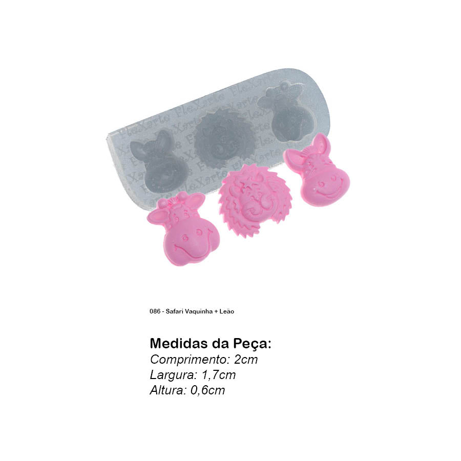 Molde de  Silicone 086 - Safari Vaquinha + Leão