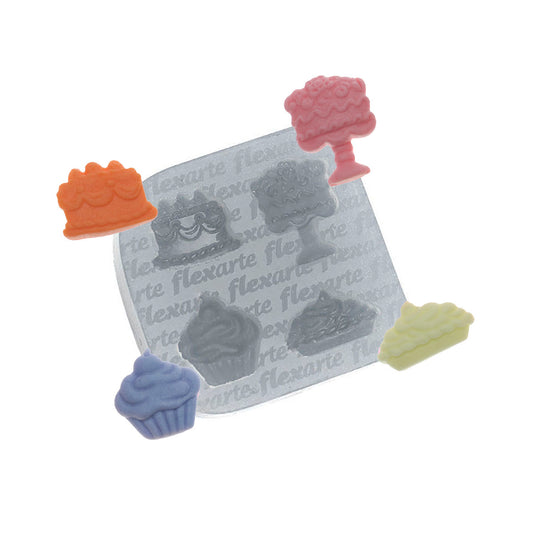 Molde de  Silicone 577 - Quarteto de Sobremesas - Bolinhos