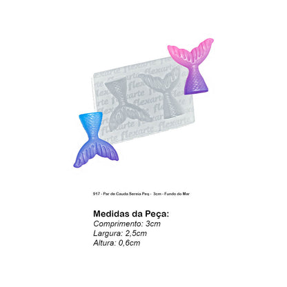 Molde de  Silicone 917 - Par de Cauda Sereia Peq -  3cm - Fundo do Mar