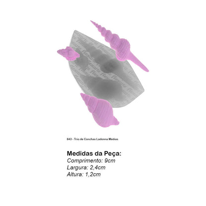 Molde de  Silicone 843 - Trio de Conchas Ladonna Médias
