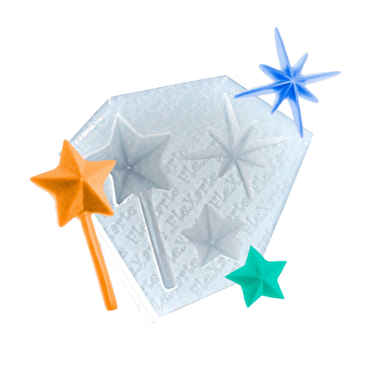 Molde de  Silicone 219 - Varinha Mágica + Estrelas