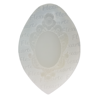 Molde de Silicone 1014 - Moldura Oval Pansy 4,5cm - Flexarte