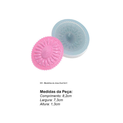 Molde de  Silicone 351 - Medalhão de Jóias Oval Gd 2