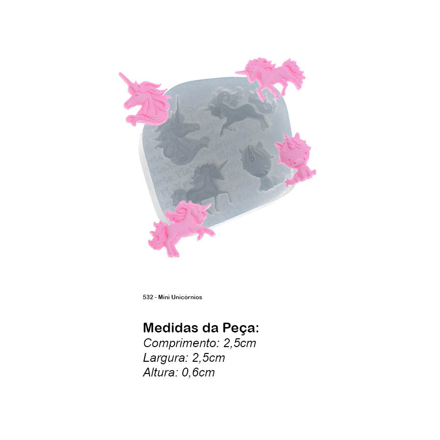 Molde de  Silicone 532 - Mini Unicórnios