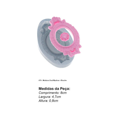Molde de  Silicone 474 - Moldura Oval Mystras + Broche