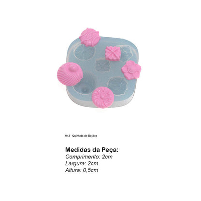 Molde de  Silicone 043 - Quinteto de Botões