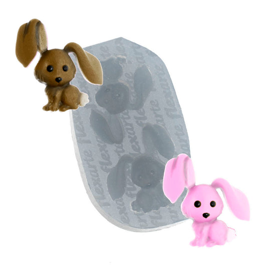 Molde de  Silicone 733 - Dupla de Coelhinhos Lesley
