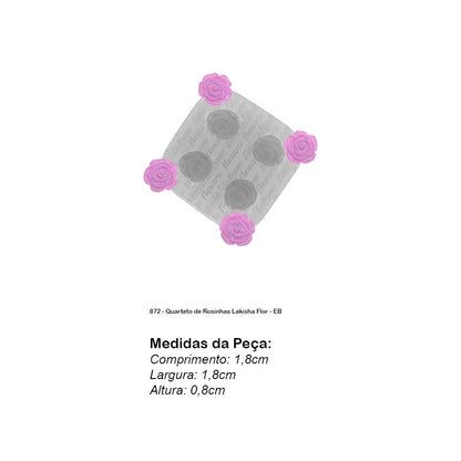 Molde de  Silicone 872 - Quarteto de Rosinhas Lakisha Flor - EB