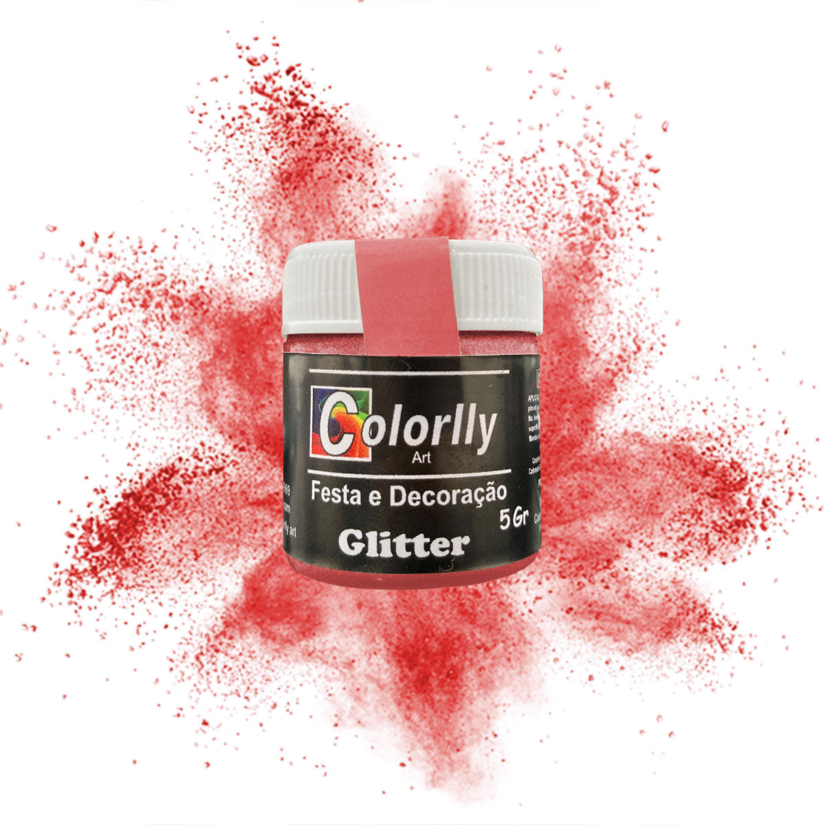Pó para decoração - Glitter Vermelho 5g - Colorlly