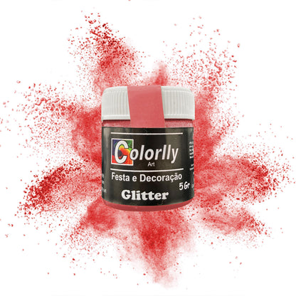Pó para decoração - Glitter Vermelho 5g - Colorlly