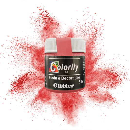 Pó para decoração - Glitter Vermelho 5g - Colorlly