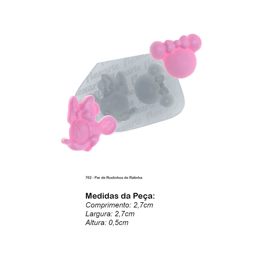 Molde de  Silicone 762 - Par de Rostinhos de Ratinha