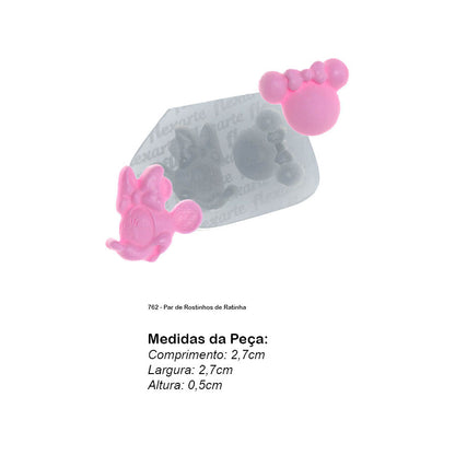 Molde de  Silicone 762 - Par de Rostinhos de Ratinha