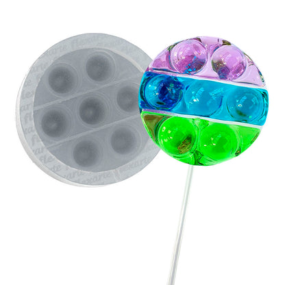 Molde de  Silicone 687 - Pirulito Fidget 6cm Redondo
